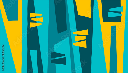 Tiki style mid-century modern design in gold and turquoise hues.