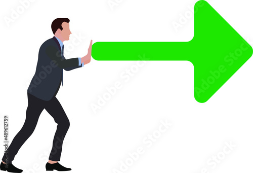 hombre de traje empujando una flecha, negocio en crecimiento. Vector sin fondo. fondo transparente