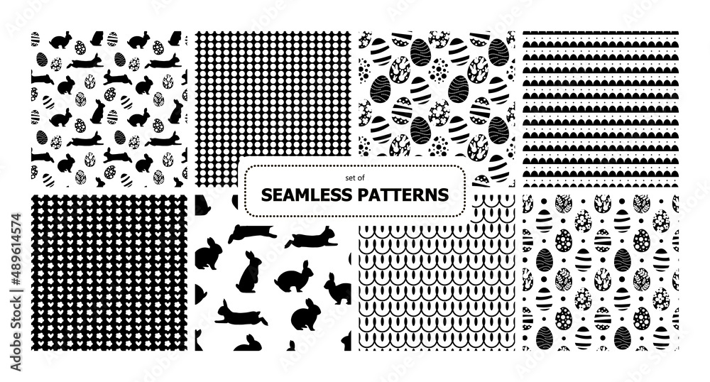 Easter set of seamless patterns