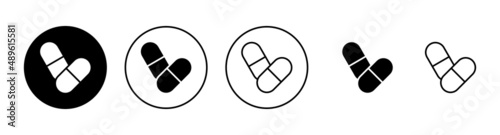 Pills icons set. capsule icon. Drug sign and symbol
