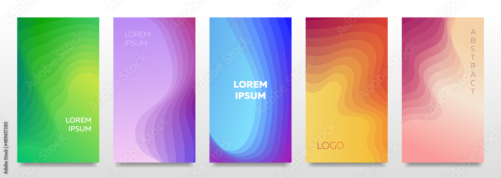 Set of abstract backgrounds for social media stories. Vector.