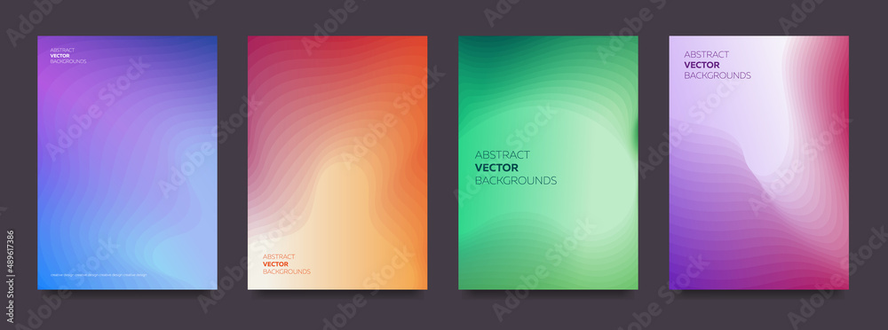 Set of abstract 3d backgrounds with colorful gradients. For banners, flyers, booklets, covers. Vector.