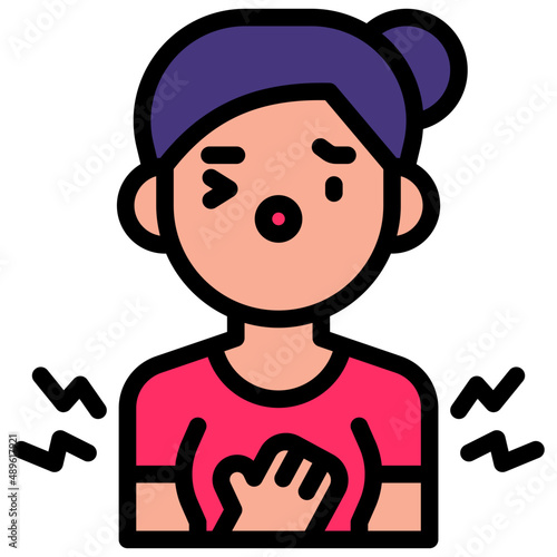breast pain filled outline icon