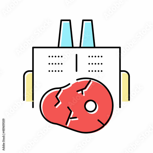 meat factory building color icon vector illustration