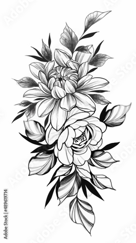 Rose Flower Drawing Aesthetic, Rose Beauty Vector Line art, Floral Line Art Hand Drawn Collection, Sketch Outline with Pastel Watercolor.