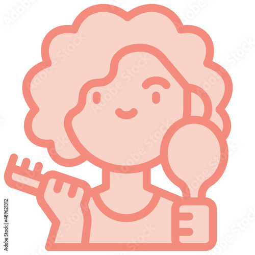 combing hair two tone icon