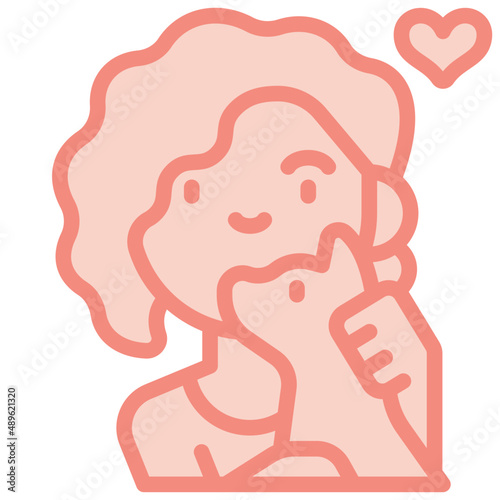 petting cat two tone icon
