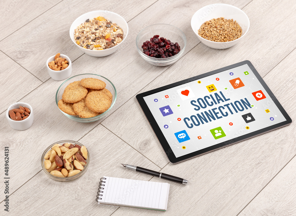 Healthy Tablet Pc compostion, social networking concept Healthy Tablet Pc compostion, social networking concept