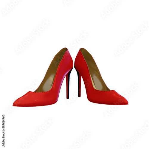 International Women's Day 8th March Red Shoe3D Render with white background 