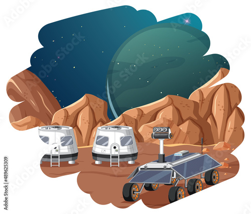 Isolated scene with space settlement