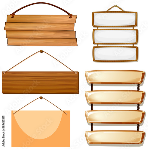 Set of wooden sign banner