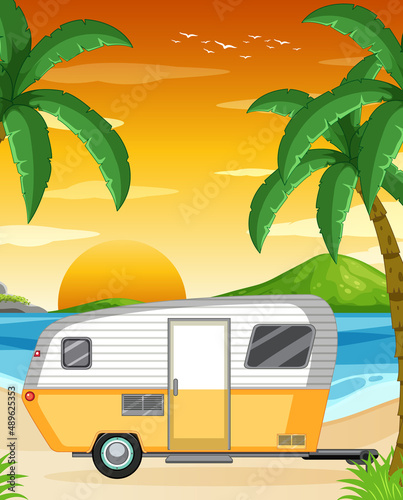 Road trip summer vacation on the beach