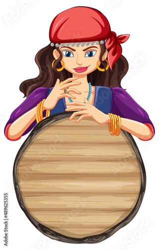 Isolated wooden banner with gypsy