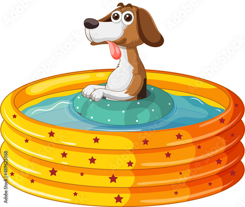Cute dog playing in the pool