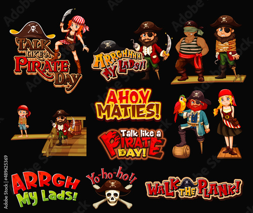 Set of pirate phrases banners