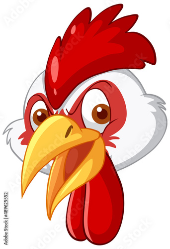 A head of chicken in cartoon style