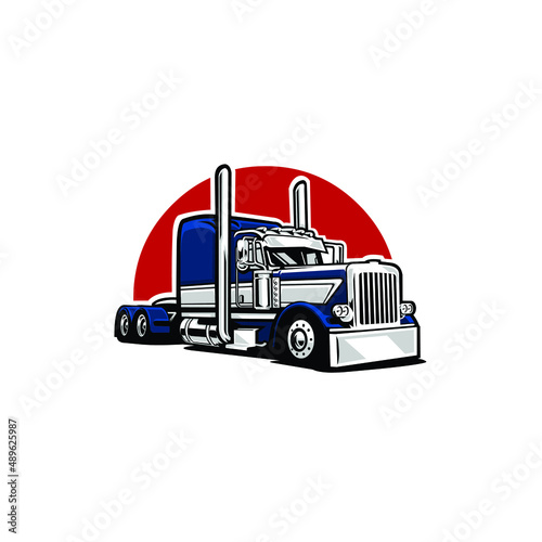 Semi truck 18 wheeler freight vector isolated
