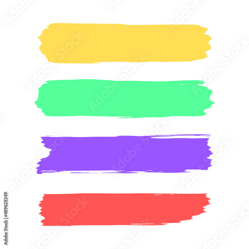 set of brush strokes with different color