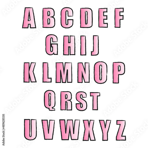 Pink Alphabet On White Background