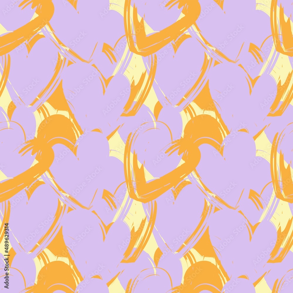 Heart shaped brush stroke seamless pattern design Heart shaped brush stroke seamless pattern design