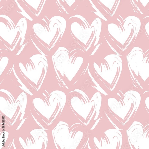 Heart shaped brush stroke seamless pattern design