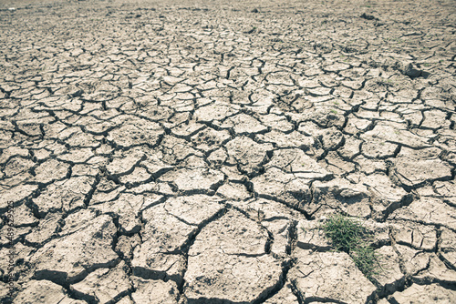 Landscape ground cracks drought crisis environment background.