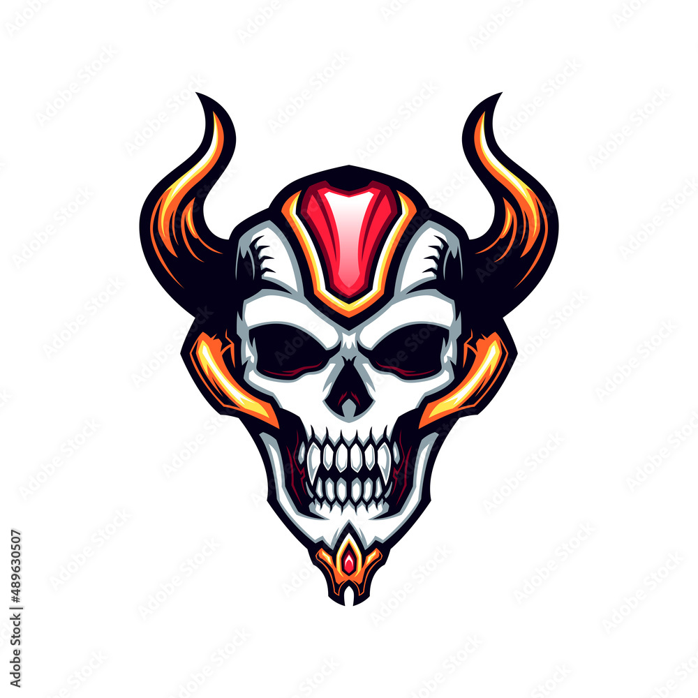 semi futuristic horned mecha skull head vector portrait semi futuristic horned mecha skull head vector portrait