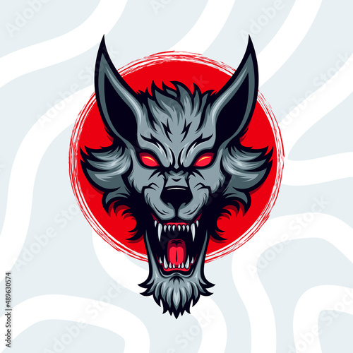 Fotografie, Obraz red eyed grey wolf gaming avatar vector mascot