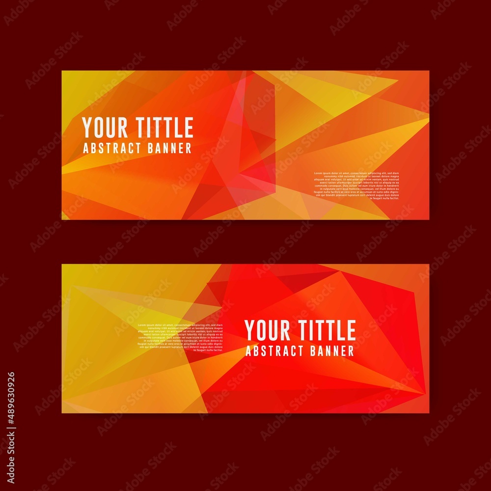 Fototapeta premium Abstract geometric red yellow background banner template.