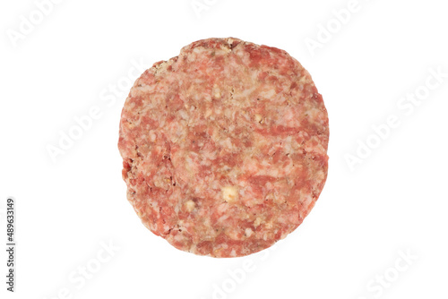 Fresh raw beef meat burgers for hamburger isolated on white background