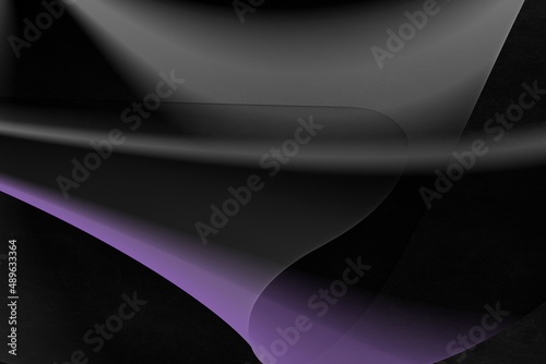 Abstract illustration of strong movement and intersection of monochromatic waves and purple waves in a dark background