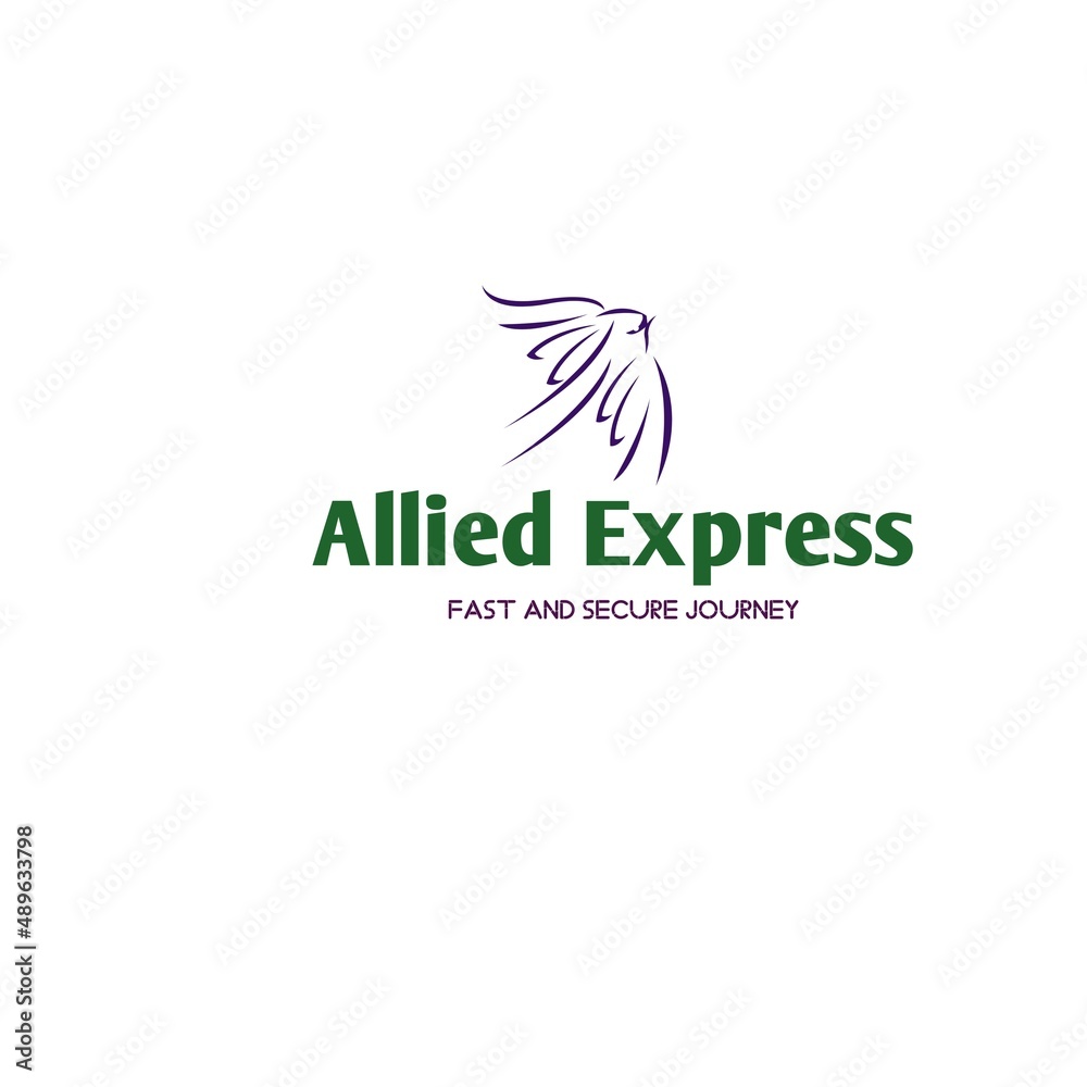 Fototapeta premium Allied Express is written under the logo on white background. Logo is made with different colours.