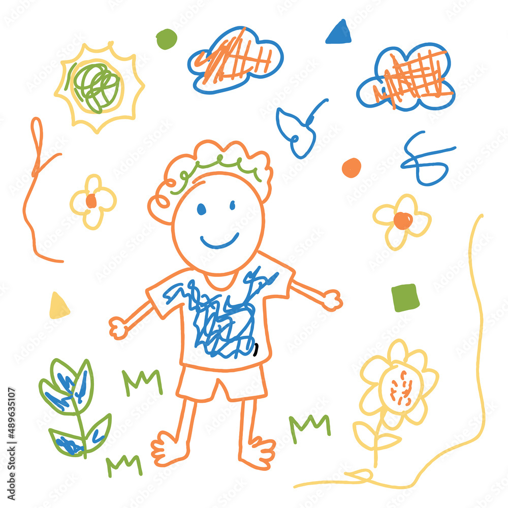 Hand drawn abstract kids drawing Hand drawn abstract kids drawing