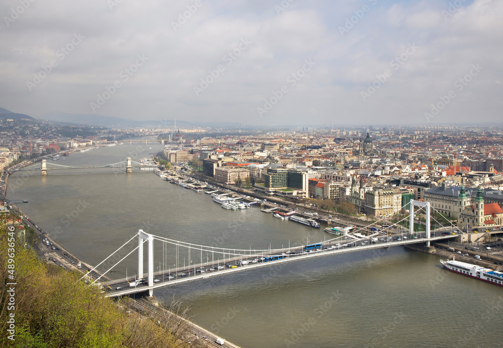 Elisabeth bridge over Danube river in Budapest. Hungary