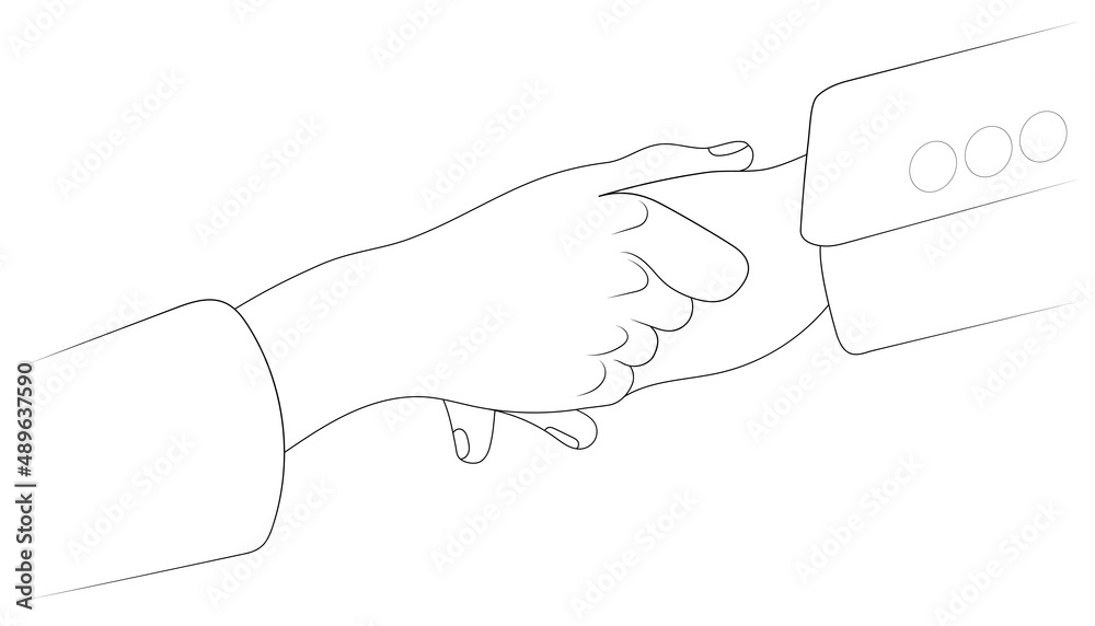 Woman holding man's hand vector sketch. Woman holding man's hand vector sketch.