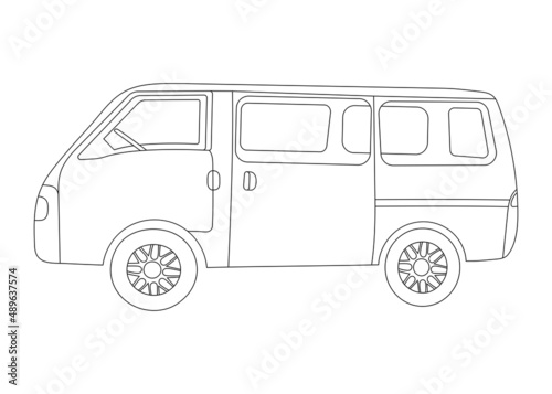 Minivan hand drawn sketch vector illustration.