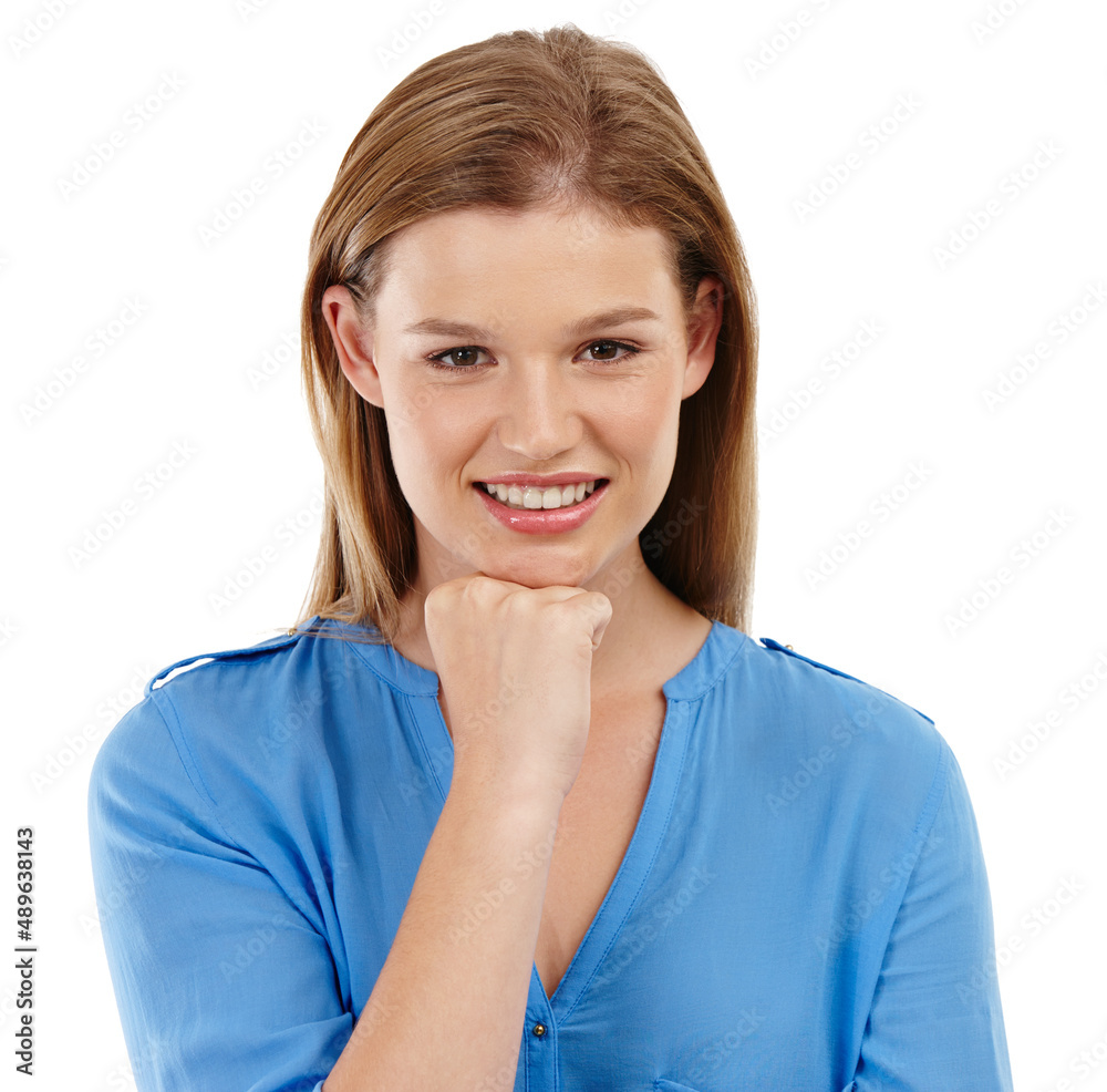 Fnding Yourself - the teenage years. Closeup shot of a pretty teenage girl standing with her hand on her chin. Fnding Yourself - the teenage years. Closeup shot of a pretty teenage girl standing with her hand on her chin.
