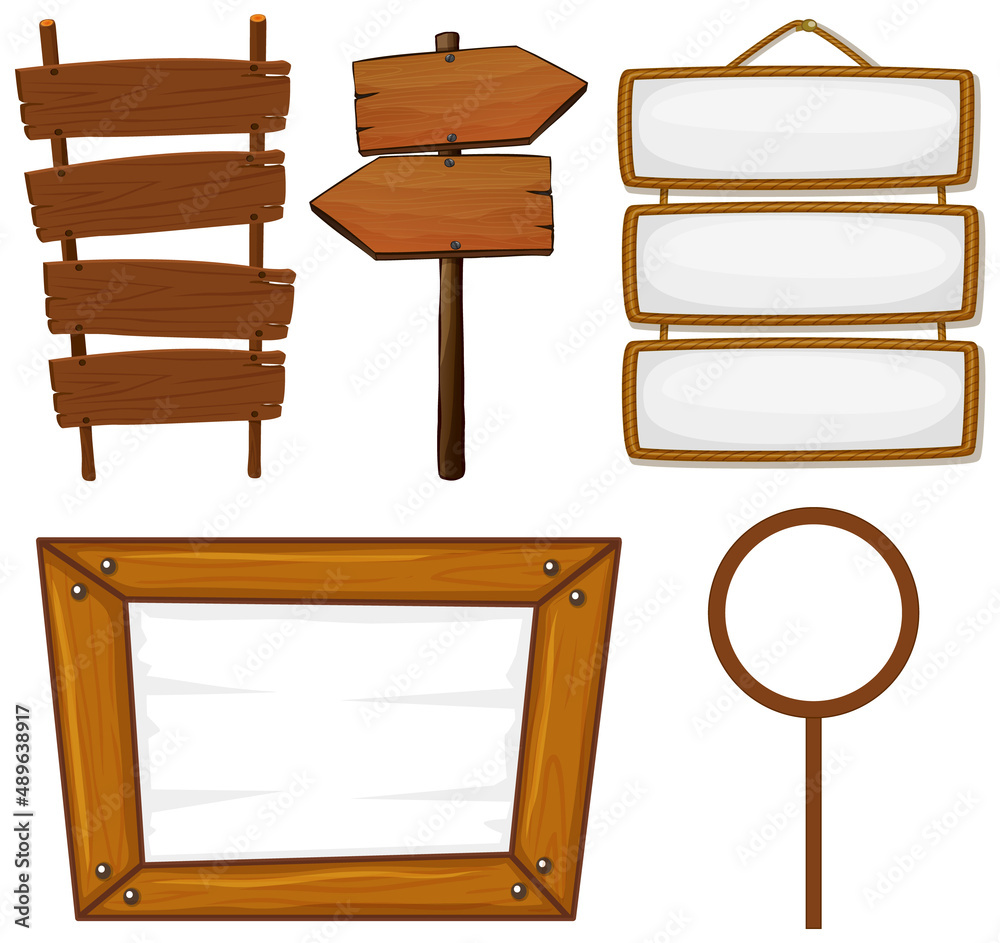 Set of wooden sign banner Set of wooden sign banner