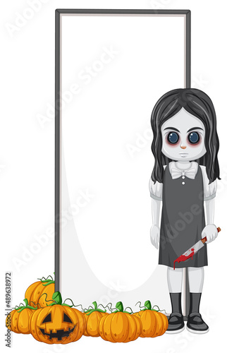 Isolated wooden banner with ghost