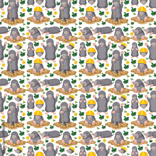 Funny mole on white background seamless