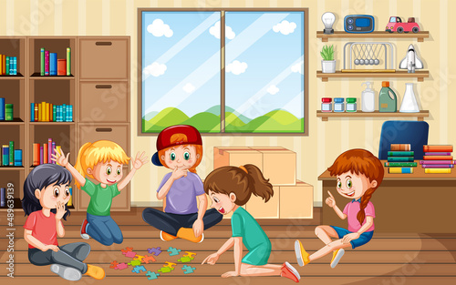 Children playing games in the room