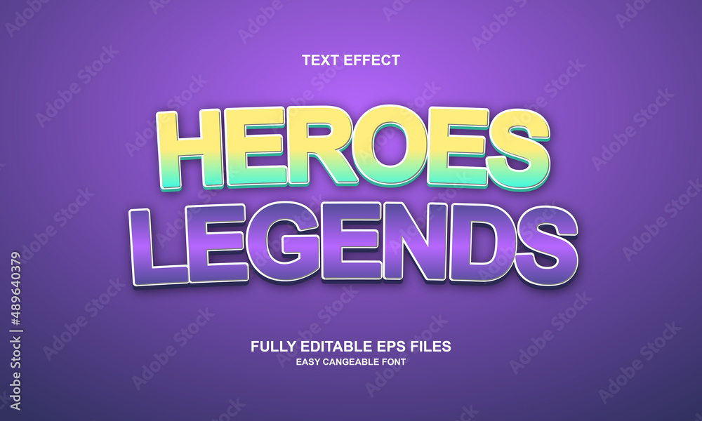 heroes legends editable text effect