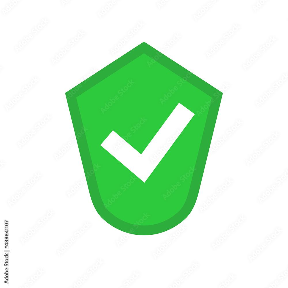 Authentication badge. Check mark and shield. Security. Vector. Authentication badge. Check mark and shield. Security. Vector.