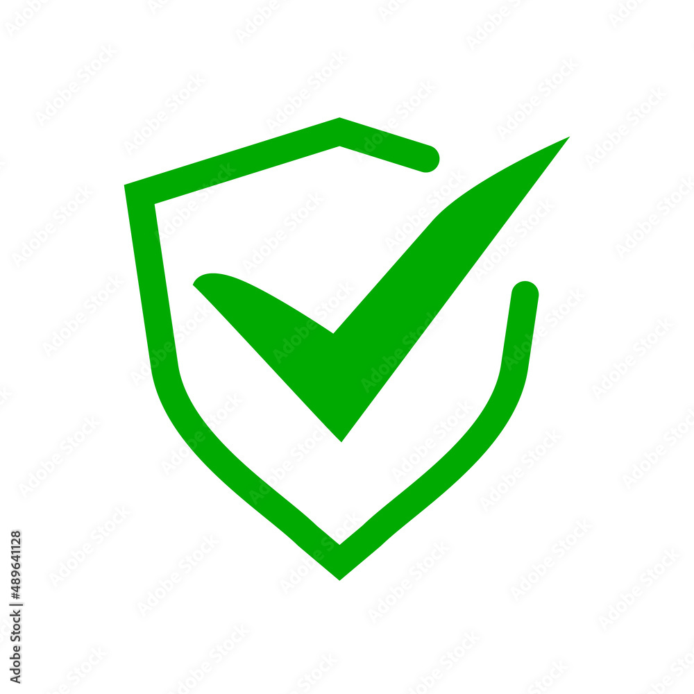 Checkmark and shield. Security and authentication. Vector. Checkmark and shield. Security and authentication. Vector.