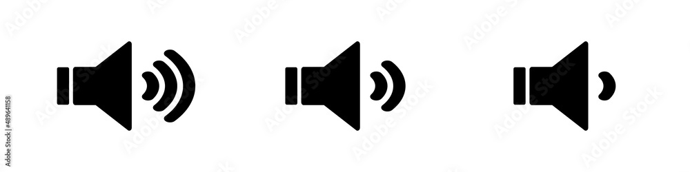 Sound icons by volume level. Vectors. Sound icons by volume level. Vectors.