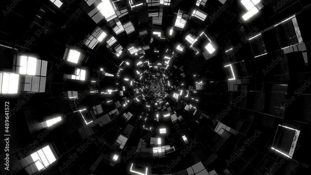 Vj トンネル キューブ サイバー空間 デジタル 白黒 別verあり Stock Illustration Adobe Stock