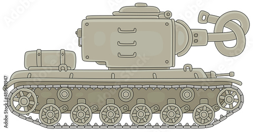Antiwar protest symbol of an old rattling tank with a knotted gun barrel, vector cartoon illustration on a white background