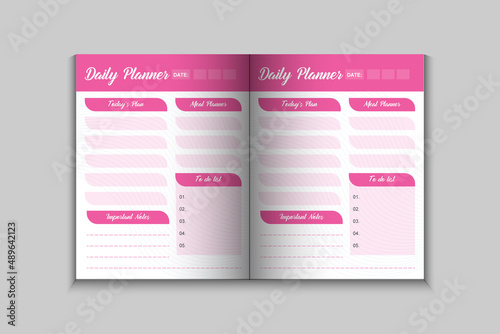 Daily planner interior notebook design template