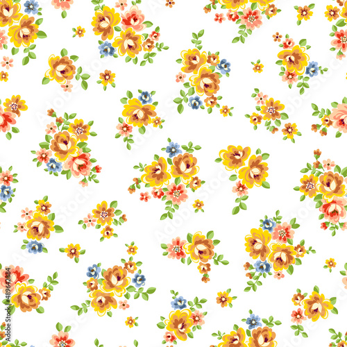 Seamless and beautiful flower illustration pattern,
