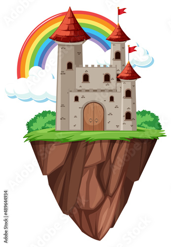 Isolated fantasy castle in cartoon style